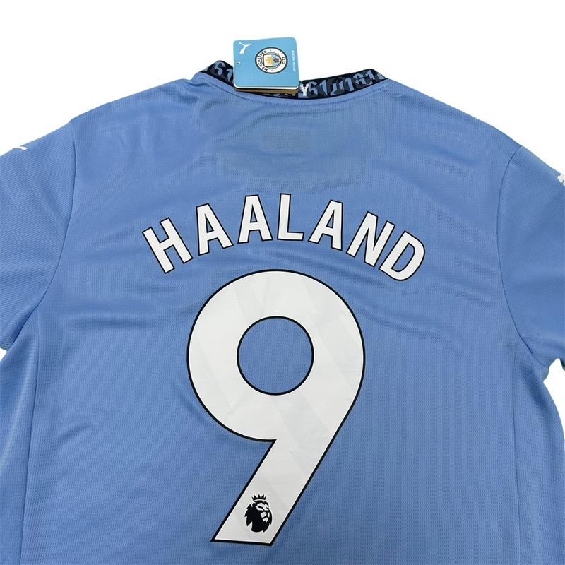 Puma 2425 Manchester City Home Blue Short Sleeve Retro Top Haaland No.9 Soccer Jersey Quick Dry Premier League