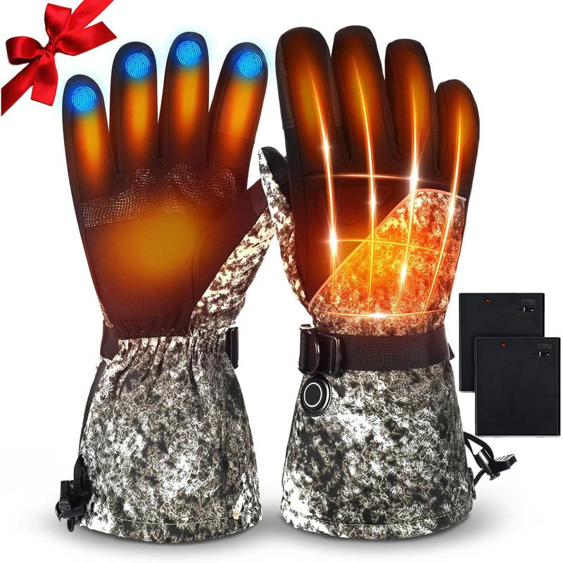 Heated Hunting Gloves for Men Women Thermal Electric Rechargeable Battery Heated Gloves Winter Waterproof Warming Touchscreen Gloves Heating Mitten for Skiing Cycling Climbing Hiking