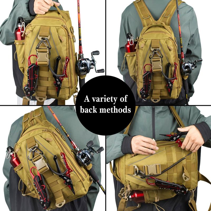 Fishing Tackle Backpack with Fishing Rod and Equipment Bracket, Lightweight Outdoor Waterproof Fishing Backpack (Not Including Accessories)