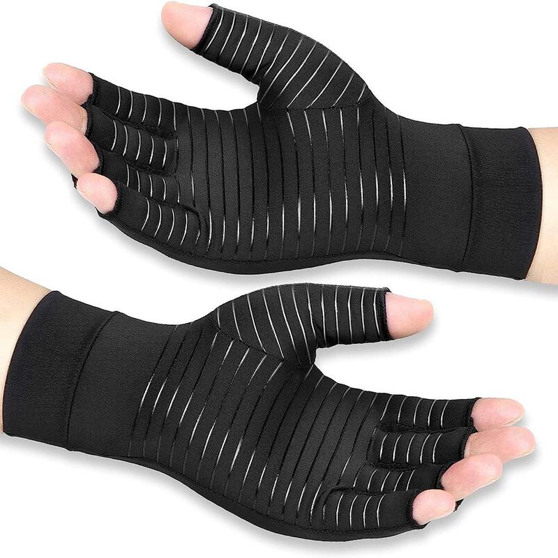 Sports Gloves, 1 Pair Copper Fingerless Gloves, Sports Support Gloves for Men and Women, Gym Accessories