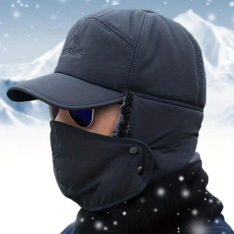 Winter Essentials Warm Hat, Thicken Faux Fur Outdoor Sports Hat with Removable Face Mask, Outdoor Sports Accessories for Skiing Skating Climbing Cycling