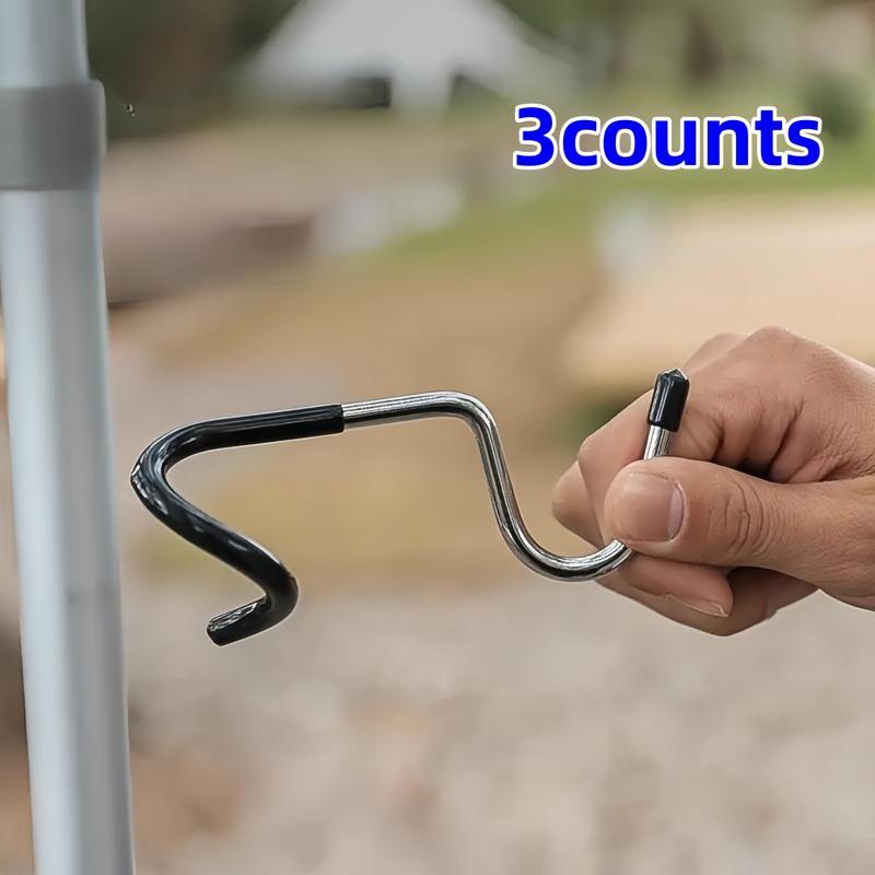 Outdoor Camping Pole Hook, 3 Counts Multifunctional Non-slip Camping Pole Hook, Suitable for Hanging Light, Clothes and Accessories