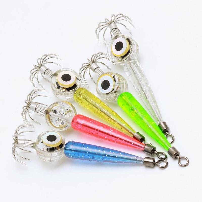 LED Light Fishing Hook, 1 Count Luminous Fishing Lure with Hook, Simulation Squid Hook, Artificial Fishing Bait, Fishing Accessories for Outdoor Fishing, Christmas Gift