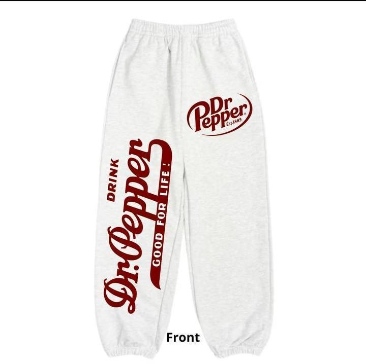 Unisex Y2K Soda Dr Pepper Sweatpants for Outdoor Activities and Sport, Baggy Pants Suitable for Men and Women, Classic Fit All Season Jogger, Menswear Graphic Printed Pants