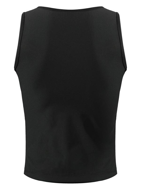 Men's Solid Round Neck Sauna Tank Top, Sporty Tight-fitting Breathable Sweat Enhancing Tank Top, Men's Sportswear for Indoor Outdoor Wear