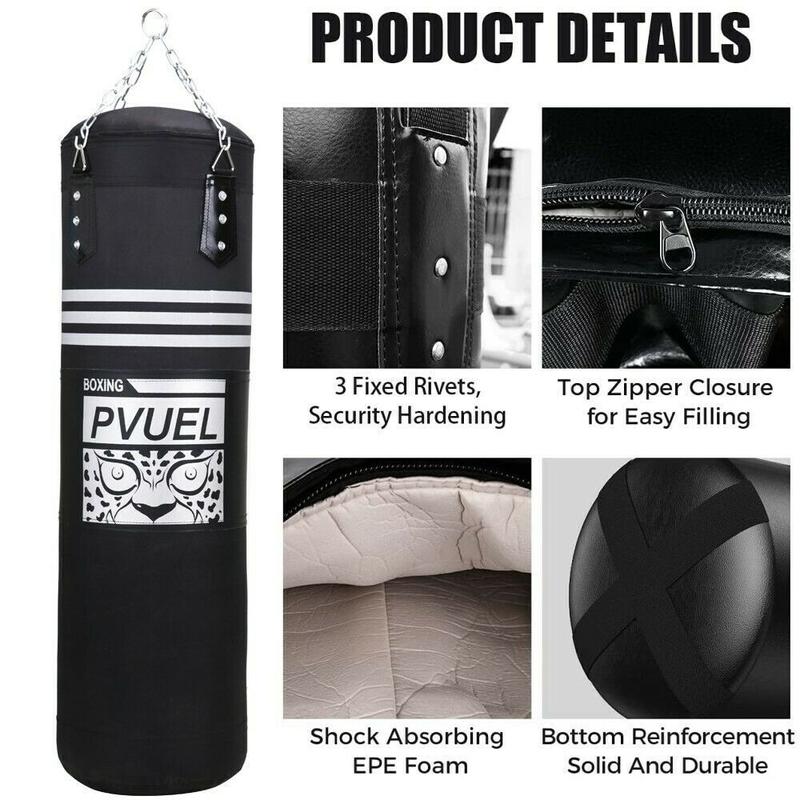 Unfilled Punching Bag For Adults, Heavy Boxing Bags With Chain Ceiling Hook, Hanging Boxing Bag For Kickboxing Muay Thai Karate Judo Home Gym Training