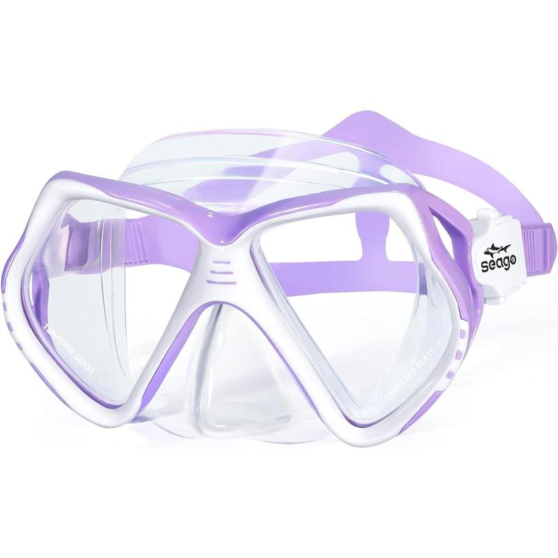 Kids Swim Goggles with Nose Cover Snorkel Mask Scuba Diving Swim Mask Anti-Fog Tempered Glass, Panoramic Clear View Silicone Seal Snorkeling Gear Swimming Goggles for Kids 6-14 Boys Girls Youth