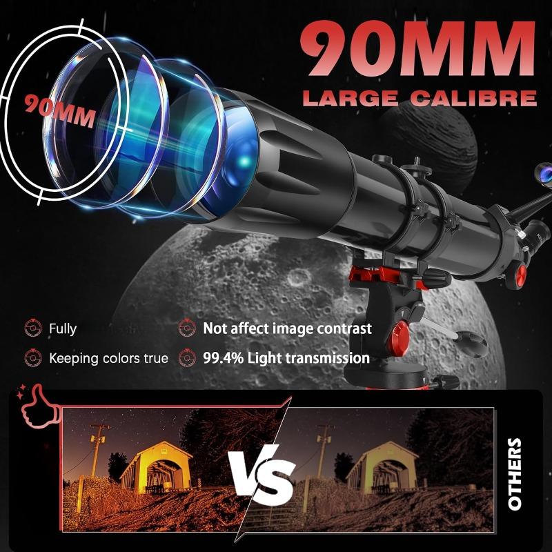 Telescope,Telescope for Adults High Powered, Professional Refractor Telescope for Beginners,for Planet Observation with Stainless Tripod