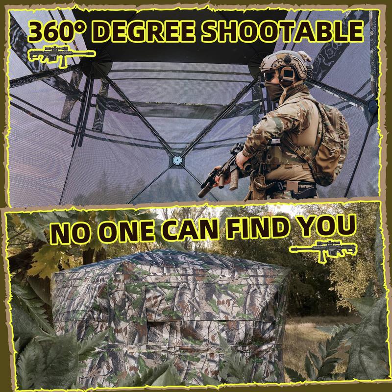 EROMMY Hunting Blind See Through with Carrying Bag, 2-3 Person Pop Up Ground Blinds 360 Degree, Portable Resilient Hunting Tent for Deer & Turkey Hunting