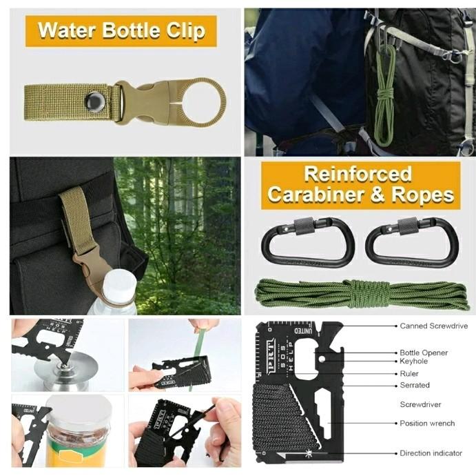 Emergency kit bug out bag Survival Kit - Survival Gear camping hiking backpacking perfect Christmas gift for dad brother husband (142pieces)