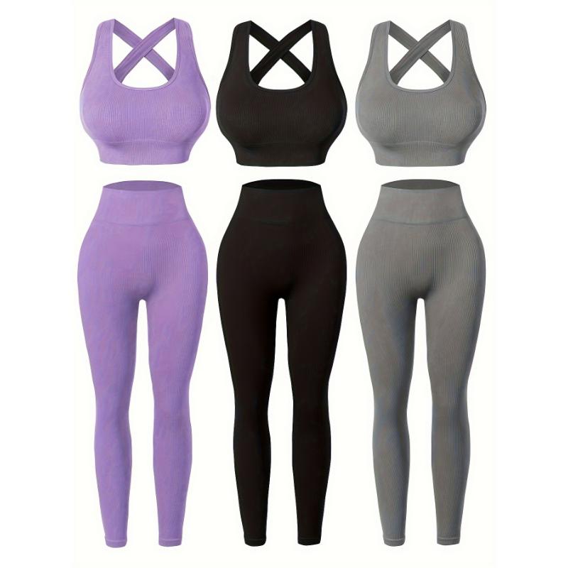 Women's Seamless Yoga & Running Set - High-Waist Butt Lifting Leggings with Sleeveless Sports Bra, Breathable Activewear for All Seasons