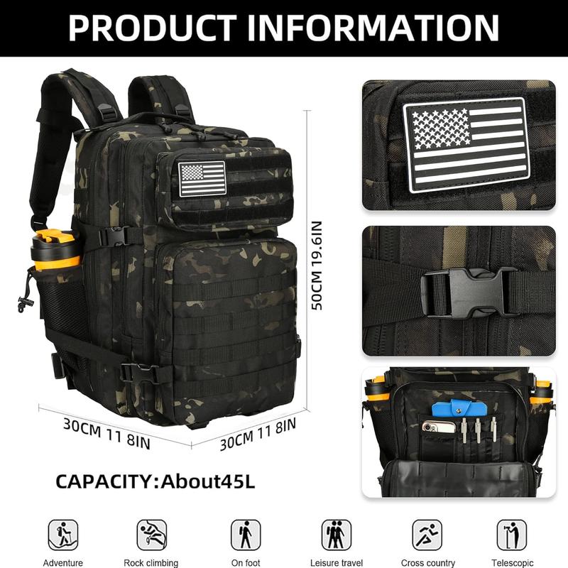 45L Tactical Assault Backpack 3 day assault pack with Molle Waterproof backpack Rucksack for Tactical Backpacks tactical backpack large military Military Tactical