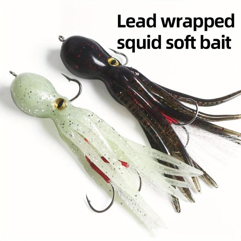 Soft Octopus Swimbait, 1 Count Artificial Fishing Lure with Double Hooks, Fake Fishing Bait, Outdoor Fishing Accessories