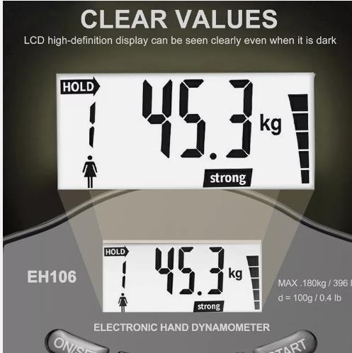 Grip Strength Tester, 396Lbs 180Kg Digital Hand Dynamometer Grip Strength Metes