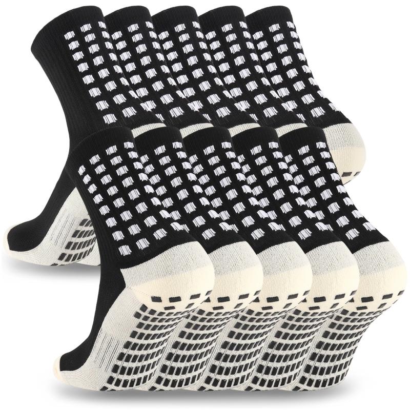 5 Pairs Mens Grip Socks Soccer Non Slip Soccer Football Baseball Sport Pads Socks for Men Women