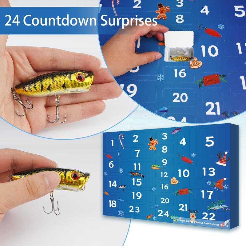 ANOTION 24-Piece Fishing Lure Gift Set for Men – Christmas Gift for Fishing Lovers, Includes Spoons, Minnow, Popper & Crankbait for the Holidays