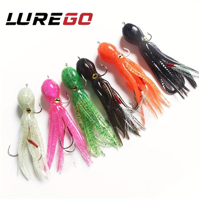 Soft Octopus Swimbait, 1 Count Artificial Fishing Lure with Double Hooks, Fake Fishing Bait, Outdoor Fishing Accessories