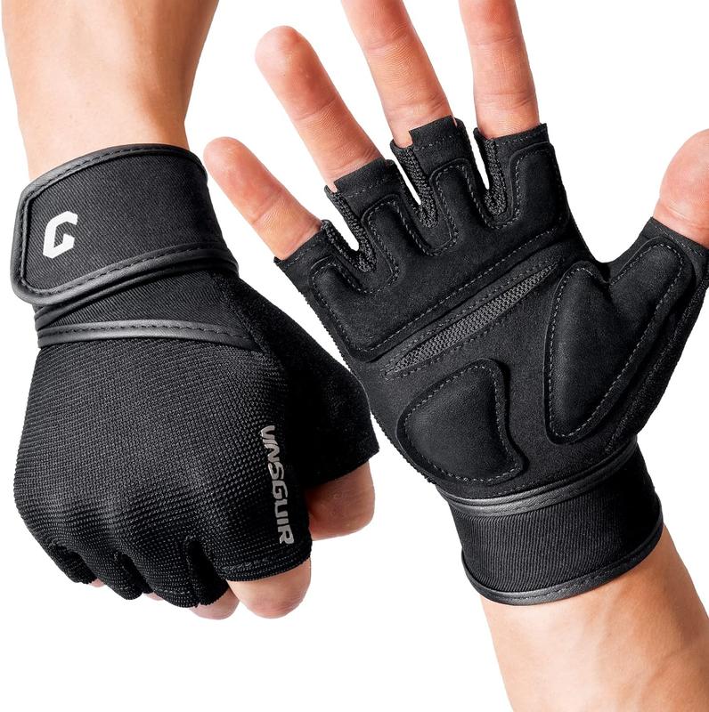 Padded Weight Lifting Gloves with Wrist Support, Fingerless Grip Workout Gloves for Men and Women, Gym Gloves for Exercise, Weightlifting, Cycling, Pull ups, Rowing, and Climbing