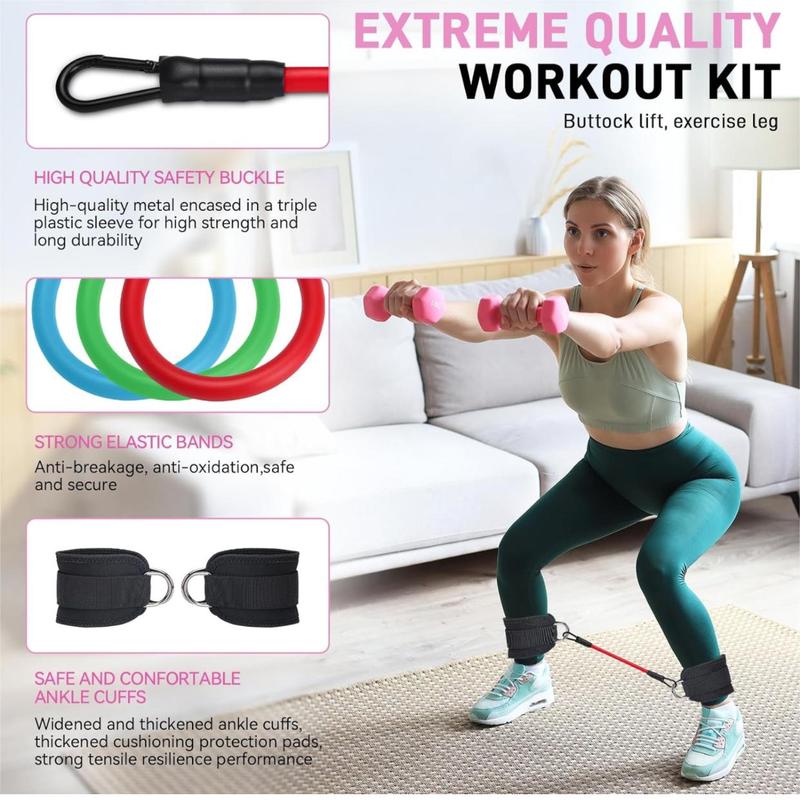 Ankle Resistance Band Set, 6 Counts set Leg Strength Trainer, Leg & Hip Training Equipment for Home Gym Workout, Suitable for Exercise Leg and Hip Training