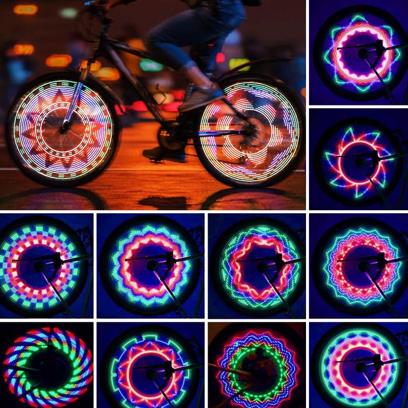 Bike Wheel Lights, LED Waterproof Bicycle Spoke Tire Light with 32-LED and 32pcs Changes Patterns Bicycle Rim Lights