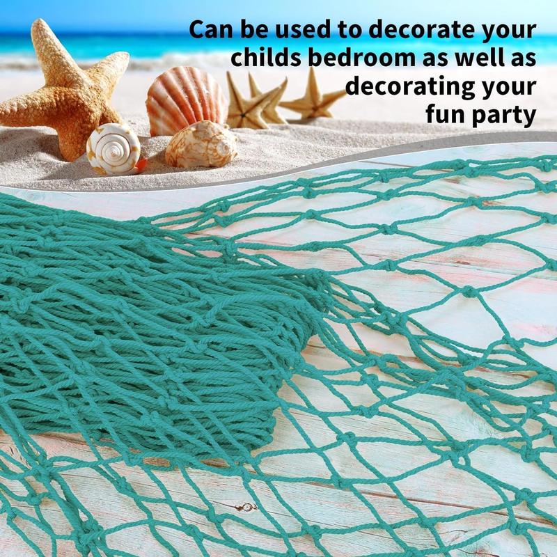 Aqua Decorative Fishing Net 80x40 Inch, 2 Pack Large Picture Fish Net, Wall Photo Hanging Fishnet for Decorations Thickened Rustic