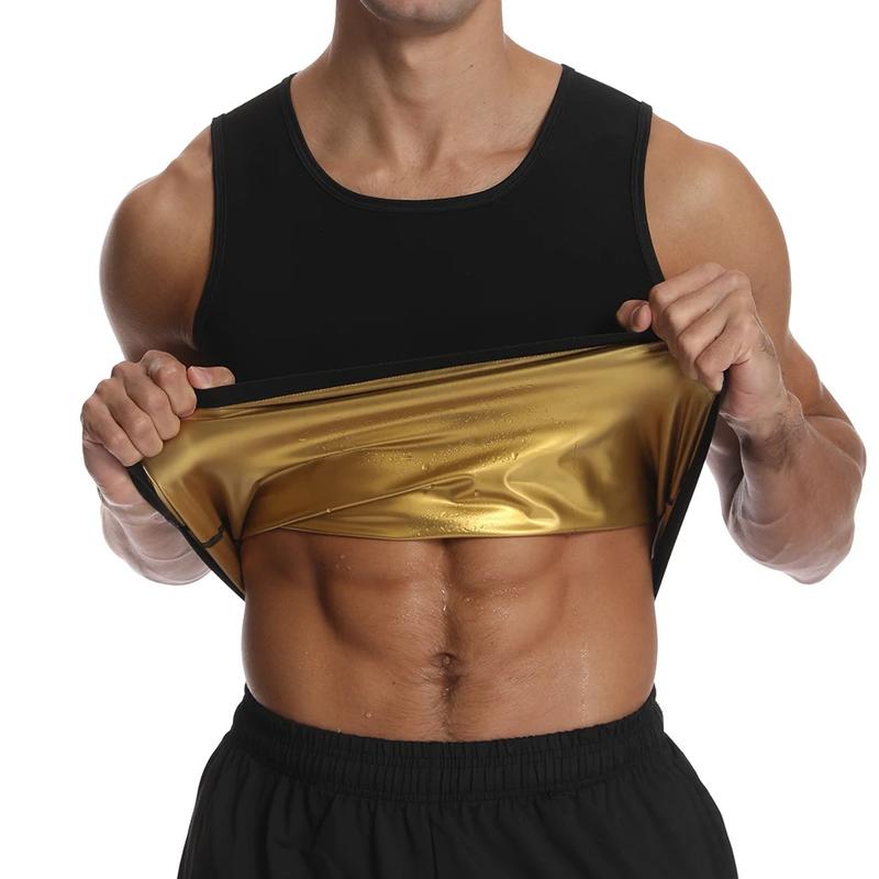 Heat Trapping Vest Pullover Sweat Sauna Shirts Workout Tank Tops Sauna Shapewear Waist Trainer for Men Compression Fitness Gym