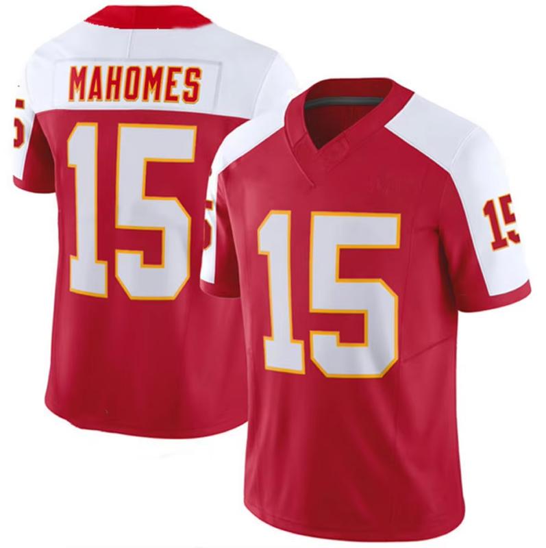 Mens Kansas City Football Jerseys 15 Patrick Mahomes 87 Travis Kelce 10 Pacheco 4 Rice 7 Butker Stitched Football Shirts