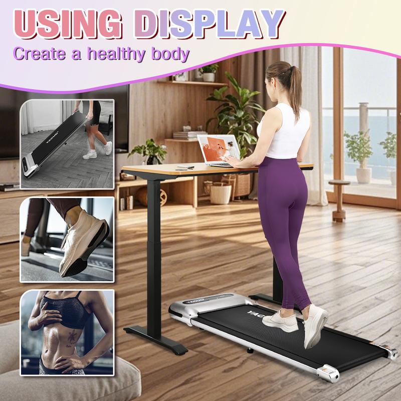 Yagud Walking Pad with Remote Control, LED Display,  2 in 1 Under Desk Treadmill for Small Spaces,Portable for Home Office