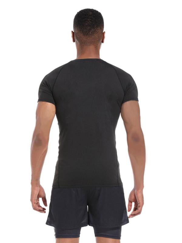 Men's Letter Print Round Neck Sports Tee, Quick Drying Breathable T-shirt for Gym Workout Running, Casual Sporty Top for Spring & Fall