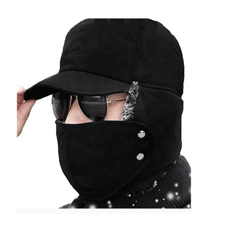 Winter Essentials Warm Hat, Thicken Faux Fur Outdoor Sports Hat with Removable Face Mask, Outdoor Sports Accessories for Skiing Skating Climbing Cycling