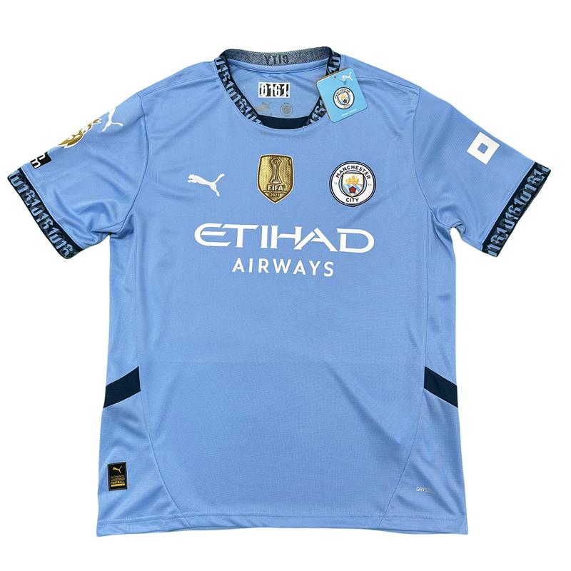 Puma 2425 Manchester City Home Blue Short Sleeve Retro Top Haaland No.9 Soccer Jersey Quick Dry Premier League