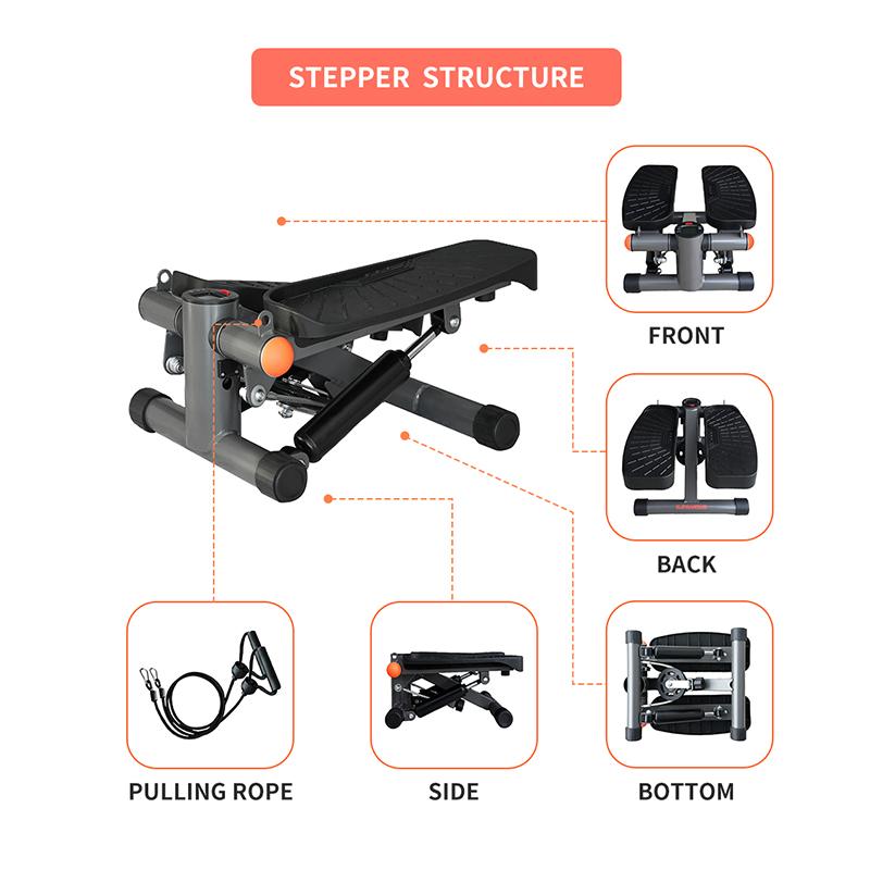 Steppers for Exercise, Stair Stepper Total Body Workout Stair Step Machine with Resistance Bands and LCD Monitor for home office