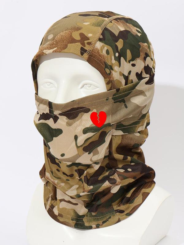 Heart Print Cycling Balaclava Hat,  Warm and Breathable Warm Cycling Cap, Outdoor Sports Cycling Accessories, Multifunction Ski Face Mask for Fall & Winter, Comfortable Neck Warmer Fitted Hat