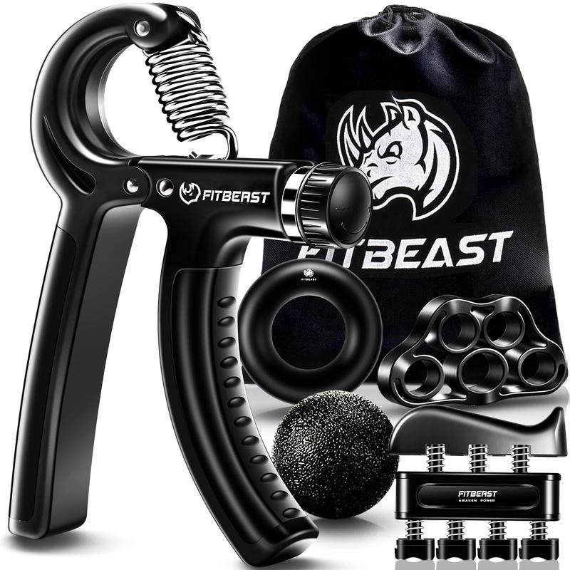 [Free Shipping] FitBeast Hand Grip Strengthener Workout Kit (5 Pack) Forearm Grip Adjustable Resistance Hand Gripper, Finger Exerciser, Finger Stretcher, Grip Ring & Stress Relief Grip Ball for Athletes