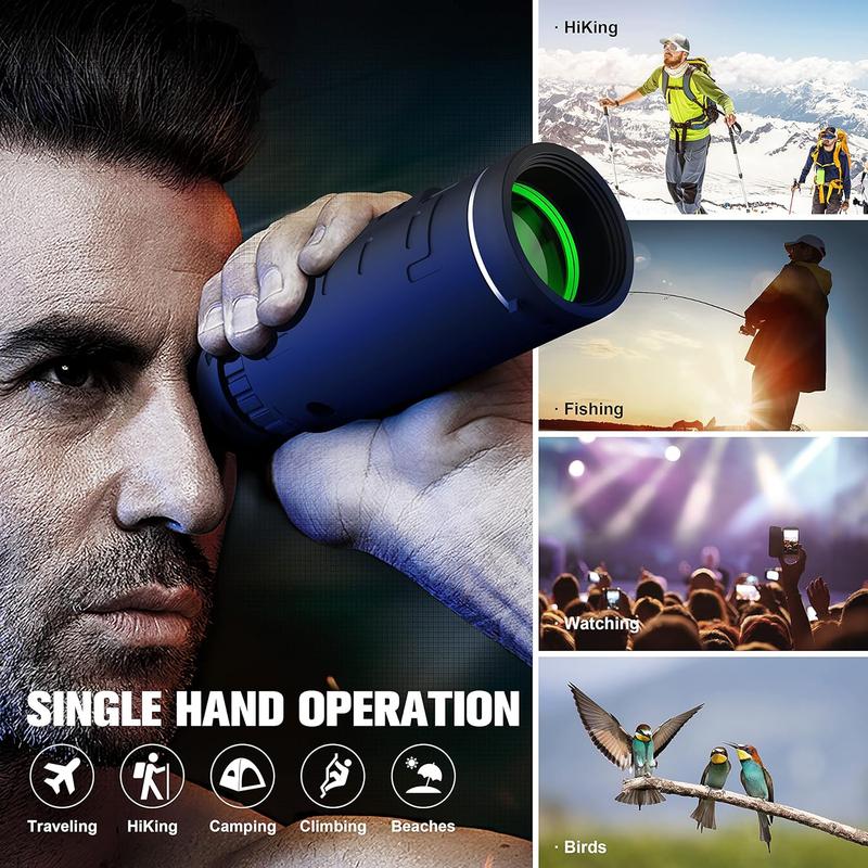 Monocular Telescope,40x60 High Definition Monocular Telescope with Smartphone Adapter, BAK4 Prism FMC Monocular with Clear Low Light Vision for Wildlife Hunting Camping Travelling