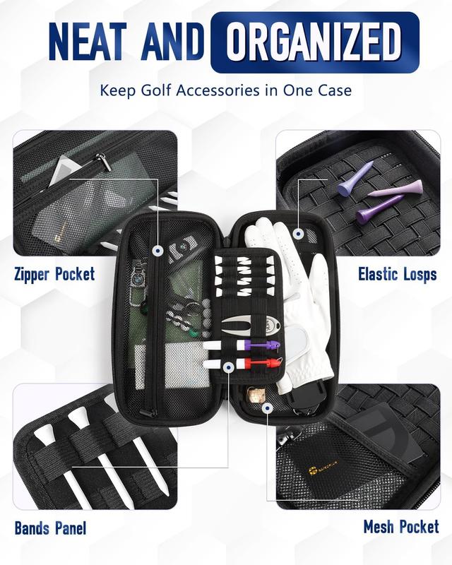 GLORIEROO Smell Proof Golf Glove Holder Case for Men with Glove Shaper - Fits Golf Club Bag, Golf Organizer Storage for Phone, Tees, Divot Tool, Ball Markers, Golf Accessories, Golf Father Day Gifts for Men Glow-in-the-Dark Golf Ball Set golf  balls