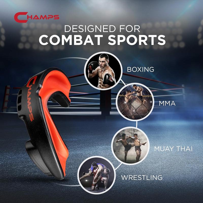 Champs Breathable Mouthguard for Boxing, Jiu Jitsu, MMA, Muay Thai, Sports, and Wrestling. Easy Fit Boxing Mouthguard Super Tough MMA Mouthguard. Combat Sports Mouthpiece Champs MMA