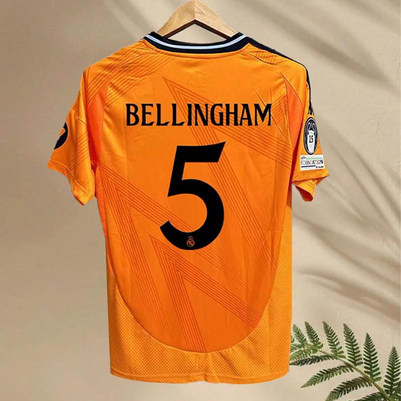 New 2425 soccer jersey orange white sports short sleeve jersey best quality unisex bellingham mbappe