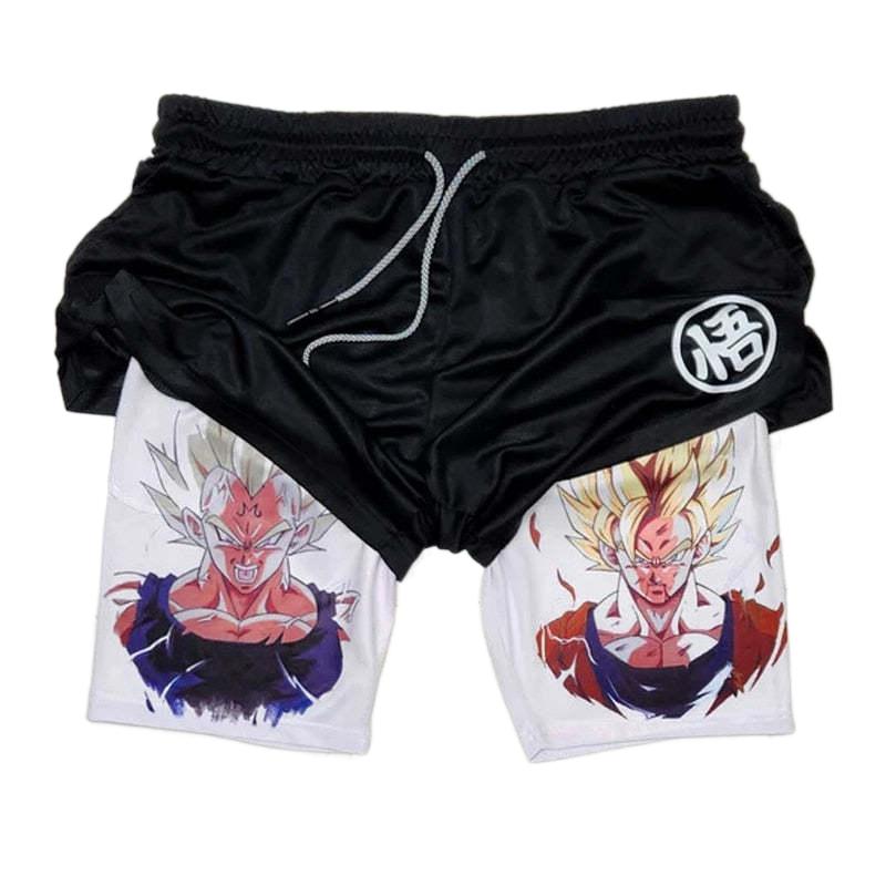 Cartoon Anime Dragon Ball Goku Swimming Trunks Adult Double Layer Beach Pants Fitness Training Pant Sports Shorts Spring and Summer Athletic Summer Shorts