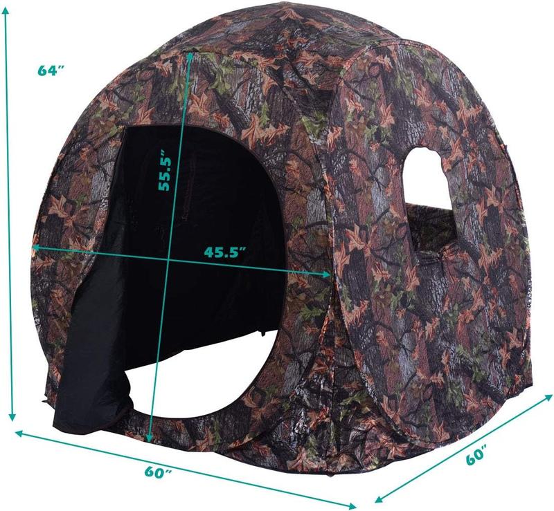 Hunting Blind, 3 Persons Pop Up Ground Blind with Hub System, Carry Bag for Deer & Turkey, Camo Hunting Tent with 360 Degree View See Through Portable Durable Deer Blind