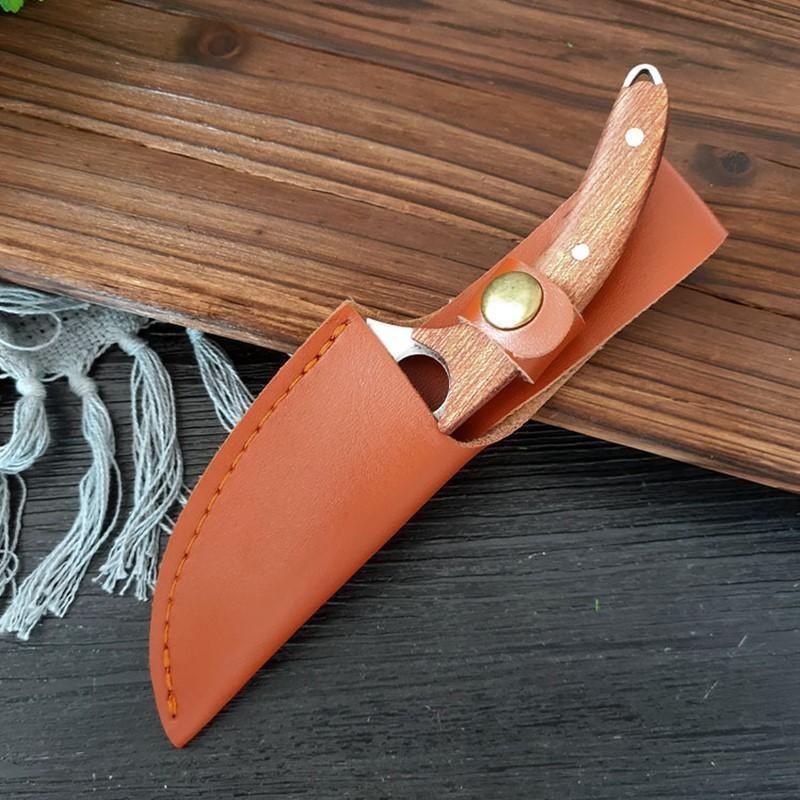 Kitchen Gadgets Stainless Steel Scabbard Knife, 1 Count Portable Knife with PU Leather Cover, Multi-use Knife for Outdoor Camping Kitchen Hiking