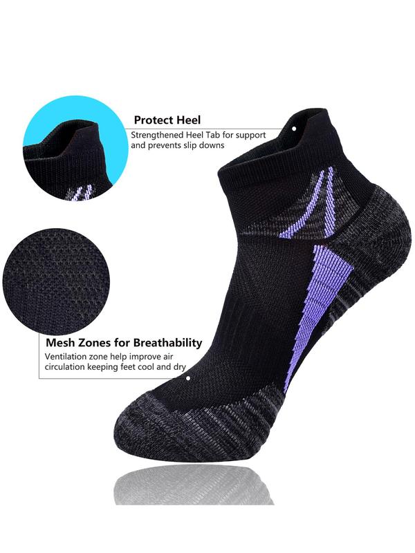 Women's Colorblock Ankle Socks, Sporty Breathable Comfortable Sports Compression Socks for Running Jogging, Athletic Socks for All Seasons