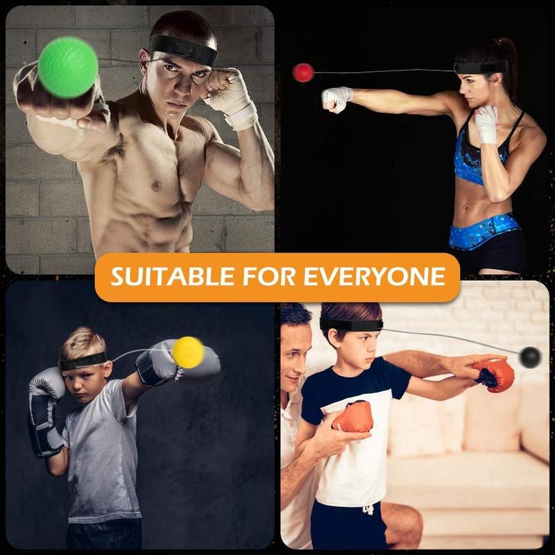 Boxing Ball Family Pack Plus with Adjustable Headband,4 Boxing Ball Suitable Reaction,Agility,Punching Speed,Fight Skill and Hand Eye Coordination Training for Adults and Kids