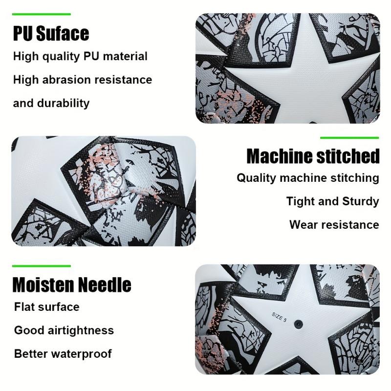 Standard Size 5 Soccer Ball, Machine-Sewn Wear-Resistant PU Leather, Unisex Football For Family Fun, Perfect For Festive Gift Occasions