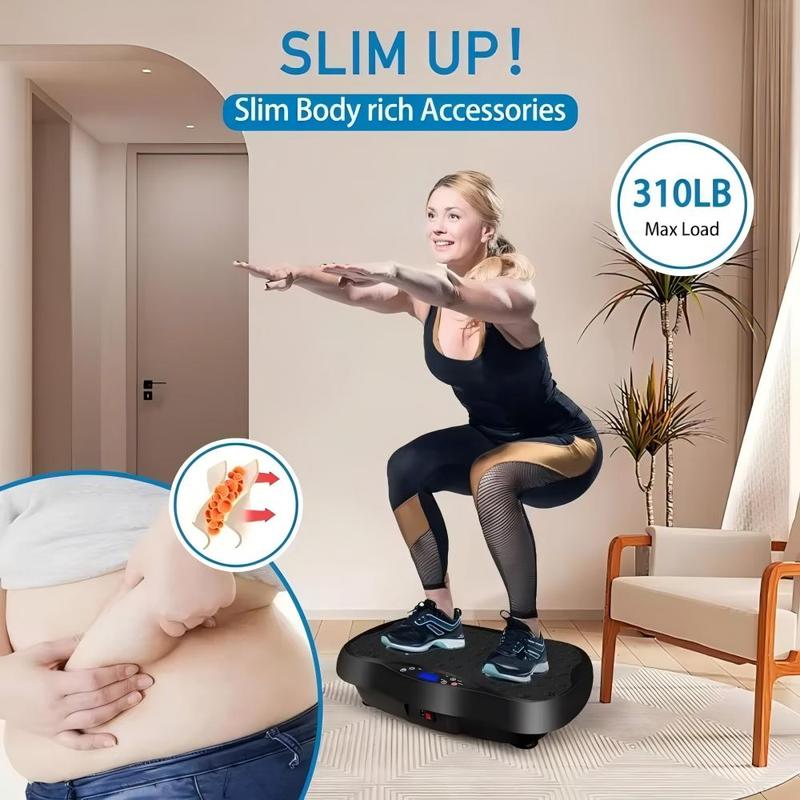 Vibration board, lymphatic drainage machine, full body exercise with 2 resistance bands, used for health and fitness vibration board