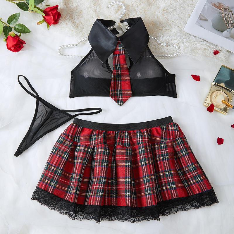 [BAOCHENHUASHOP]3-piece women's lace red plaid outdoor sports swimsuit set black and white set light sports swimsuit set