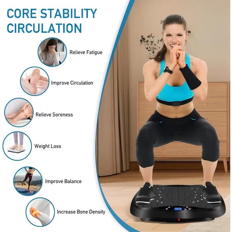 Vibration board, lymphatic drainage machine, full body exercise with 2 resistance bands, used for health and fitness vibration board