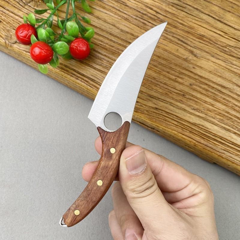 Kitchen Gadgets Stainless Steel Scabbard Knife, 1 Count Portable Knife with PU Leather Cover, Multi-use Knife for Outdoor Camping Kitchen Hiking