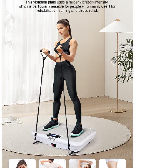 ROTAI Vibration Plate Gym, 300 lbs Weight Capacity, Lymphatic Drainage Machine, Full Body Workout to Stay Healthy with 2 Fitness Resistance Bands