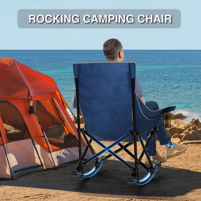 Slendor Oversized Rocking Camping Chair, Heated Camping Chair with 3 Heat Levels, Portable Outdoor Rocker Chair, High Back, Pillow, Carry Bag, Padded